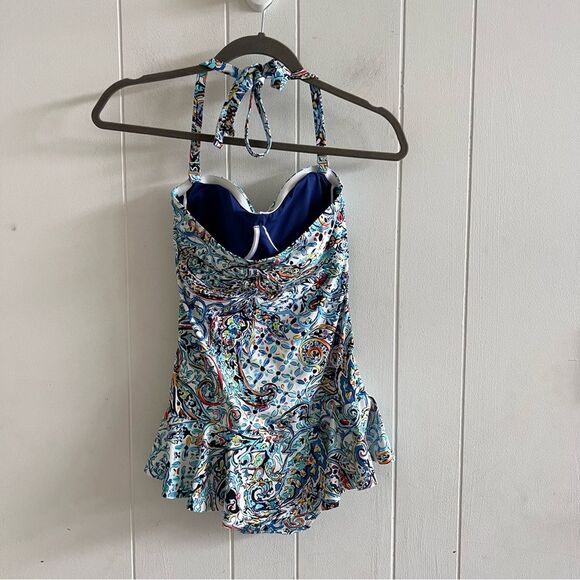 Lauren Ralph Lauren Mystic Paisley Tummy Control One-Piece Swim Dress - Picture 5 of 14